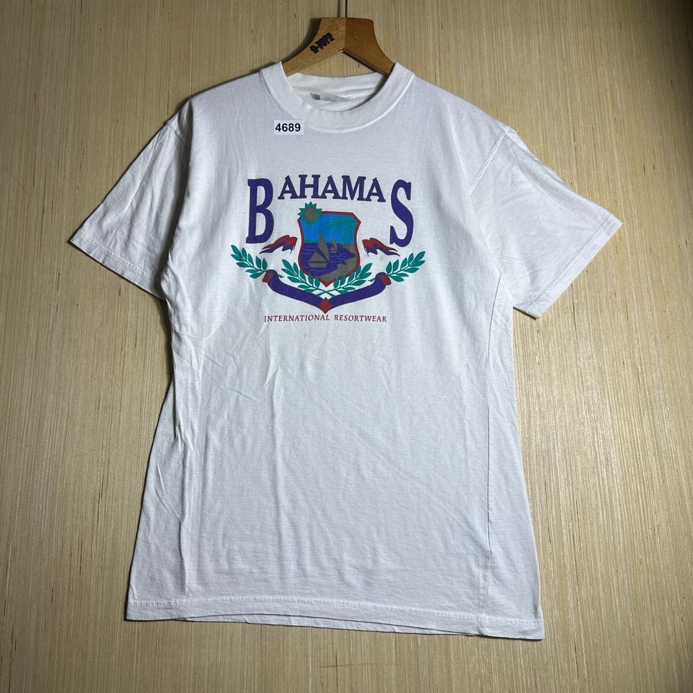 Vintage Bahamas International T-Shirt Mens Large White Resortwear Graphic 90s